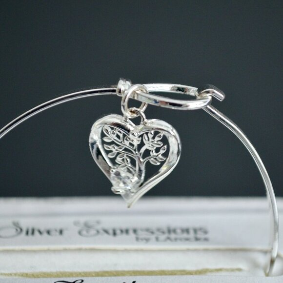 Silver Expressions by LArocks Silver Plated CZ Family Tree Bangle New - Picture 2 of 3